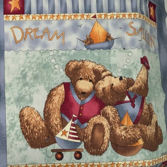 Quilt Cotton Fabric Panel: Bears "Down by the Sea" 31x29" - Picture 3 of 6